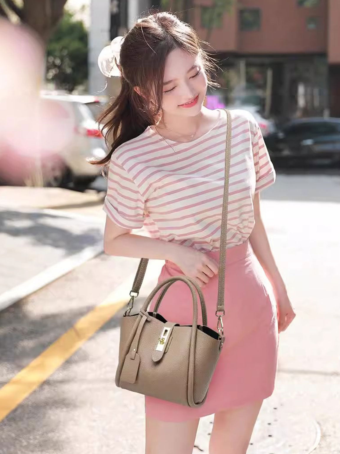 128 - ZYHA Luxury Handbag with Golden Touch