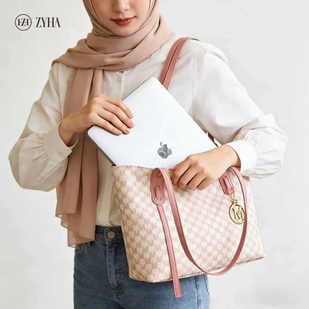 192-(LUNA) Totebag gaya mewah berkualiti Material kulit Style untuk harian Wanita