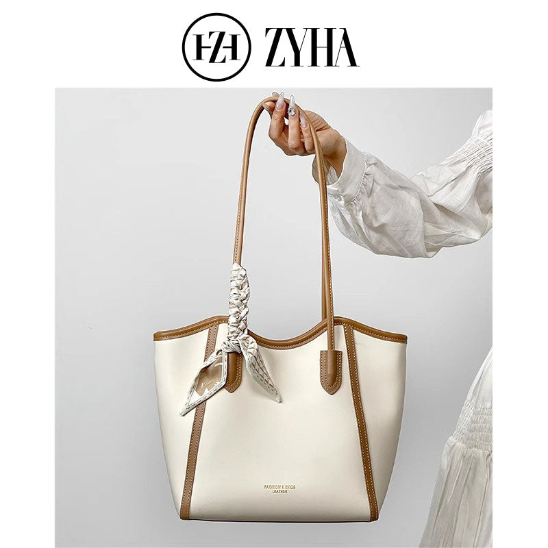 105 - ZYHA Leather Totebag with Satin Ribbon