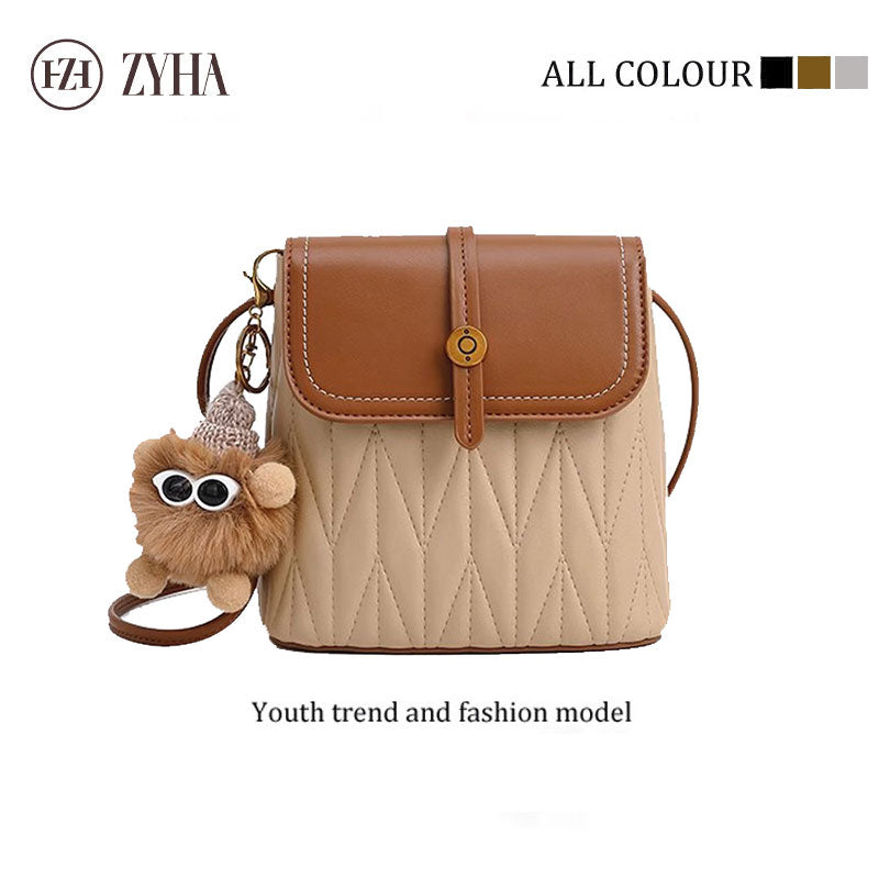117 - ZYHA Retro Diamond Bucket Bag Cute
