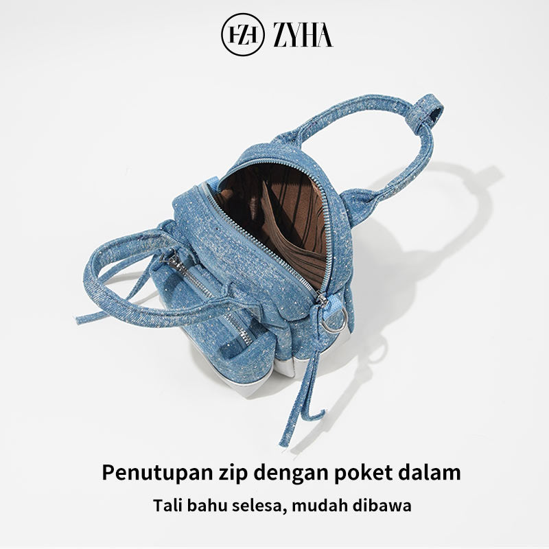 178 - ZYHA Denim Mini Backpack with cute design
