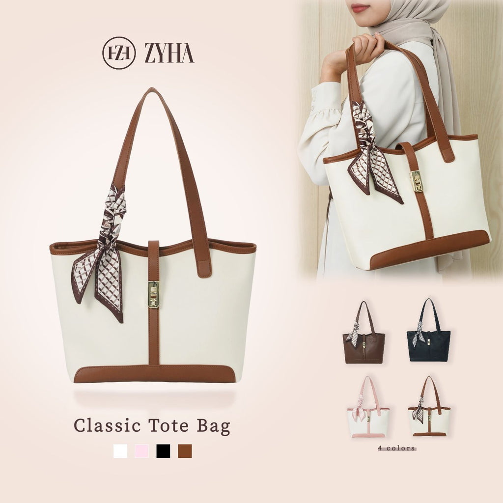193-(LARA) Totebag Kulit dengan Reben Satin kapasiti besar jenis kulit tahan lasak
