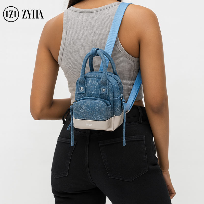 178 - ZYHA Denim Mini Backpack with cute design