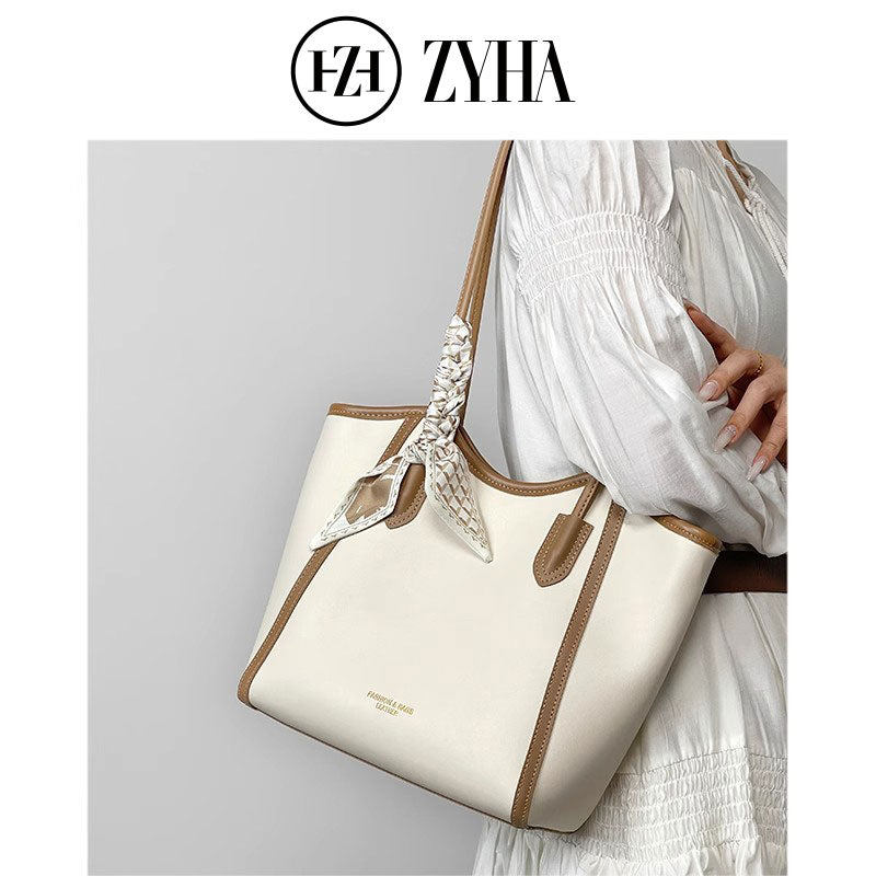 105 - ZYHA Leather Totebag with Satin Ribbon