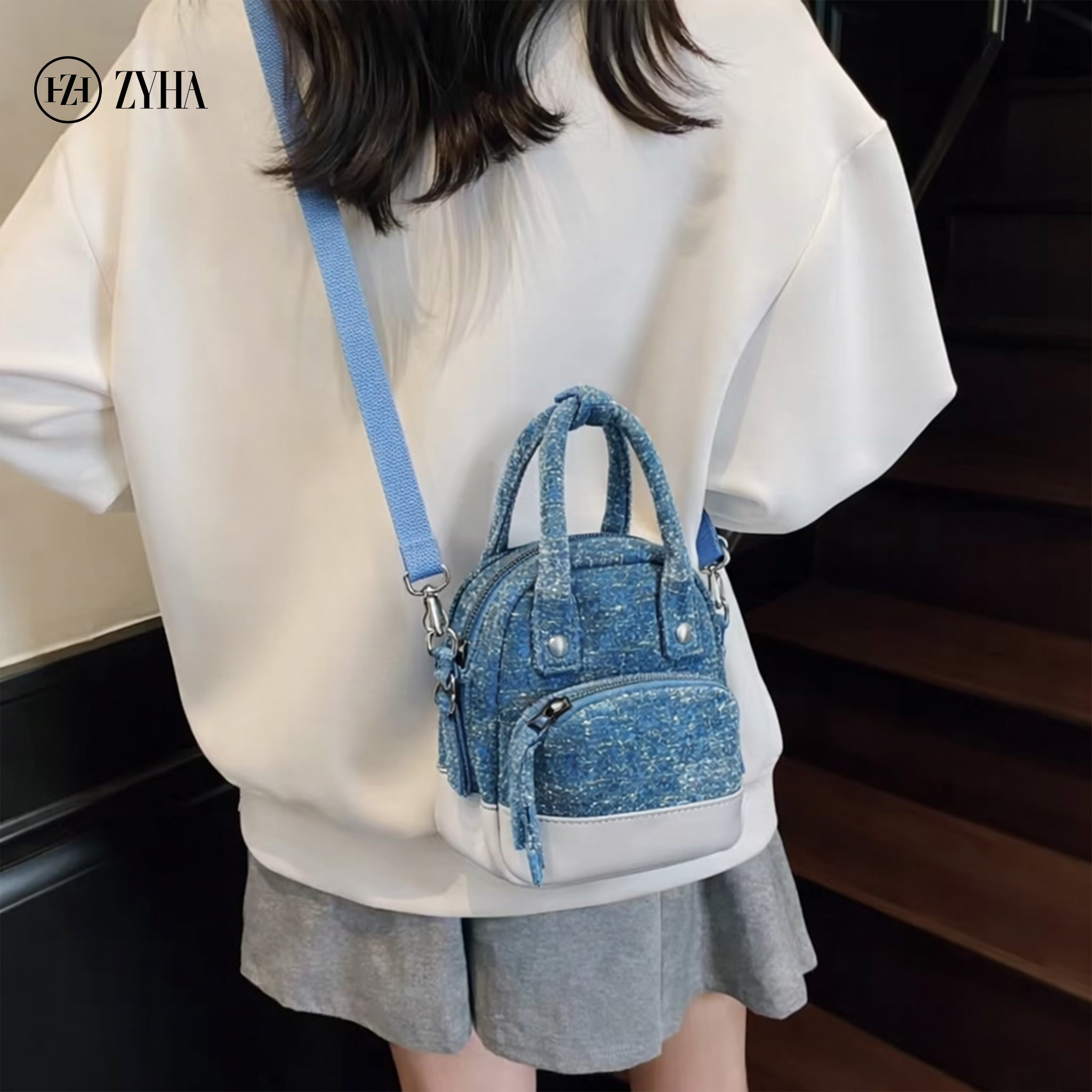 178 - ZYHA Denim Mini Backpack with cute design