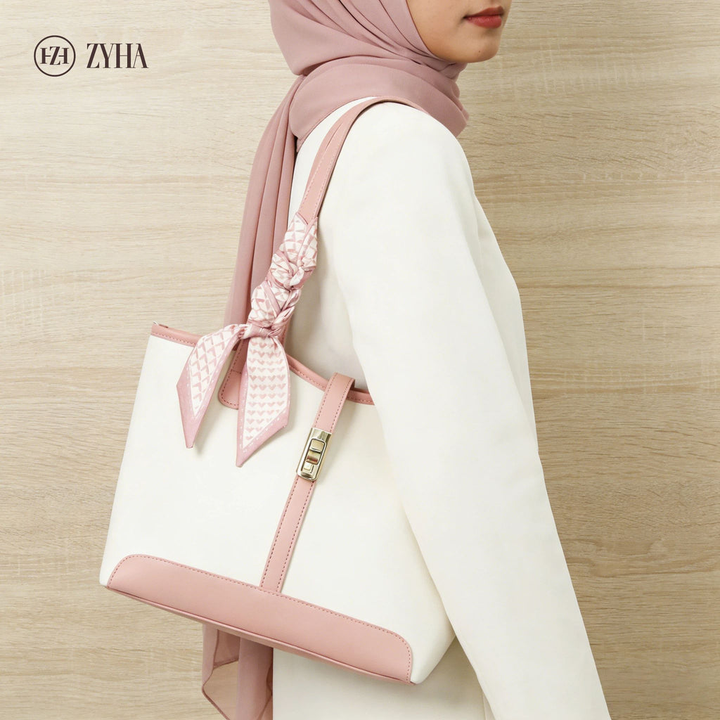 193-(LARA) Totebag Kulit dengan Reben Satin kapasiti besar jenis kulit tahan lasak