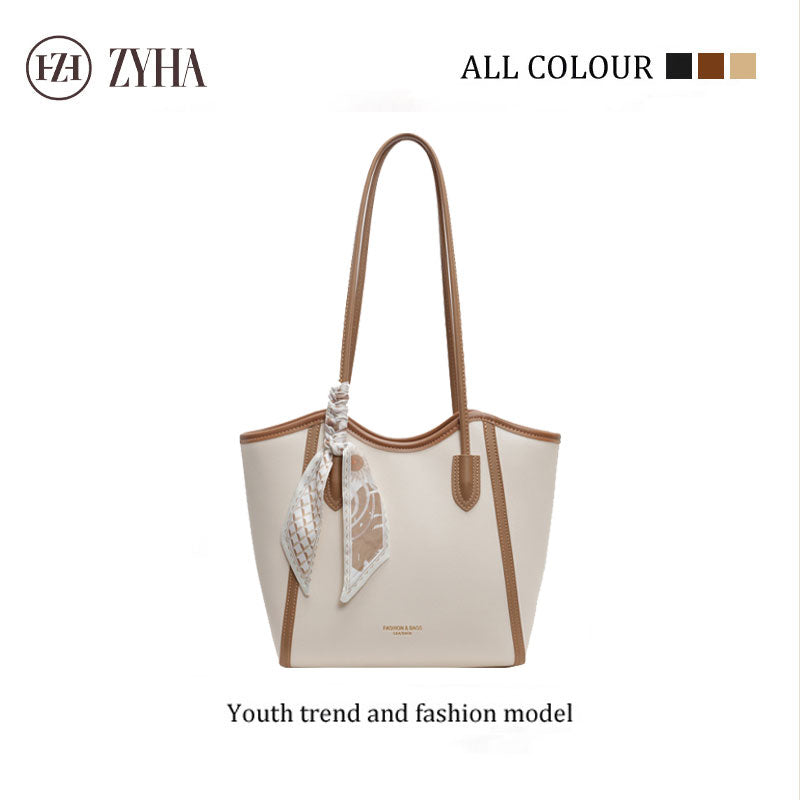 105 - ZYHA Leather Totebag with Satin Ribbon