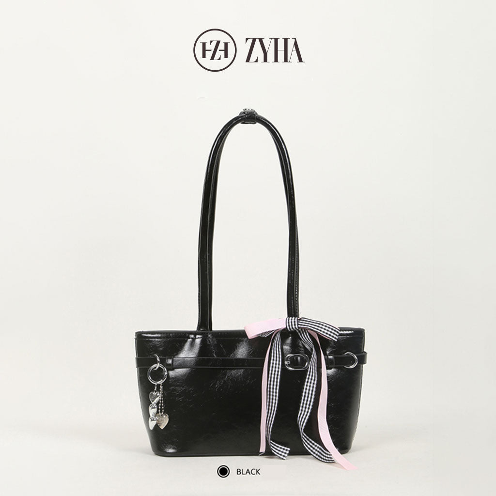 163 - ZYHA Mini Bucket Cute Handbag with Ribbon