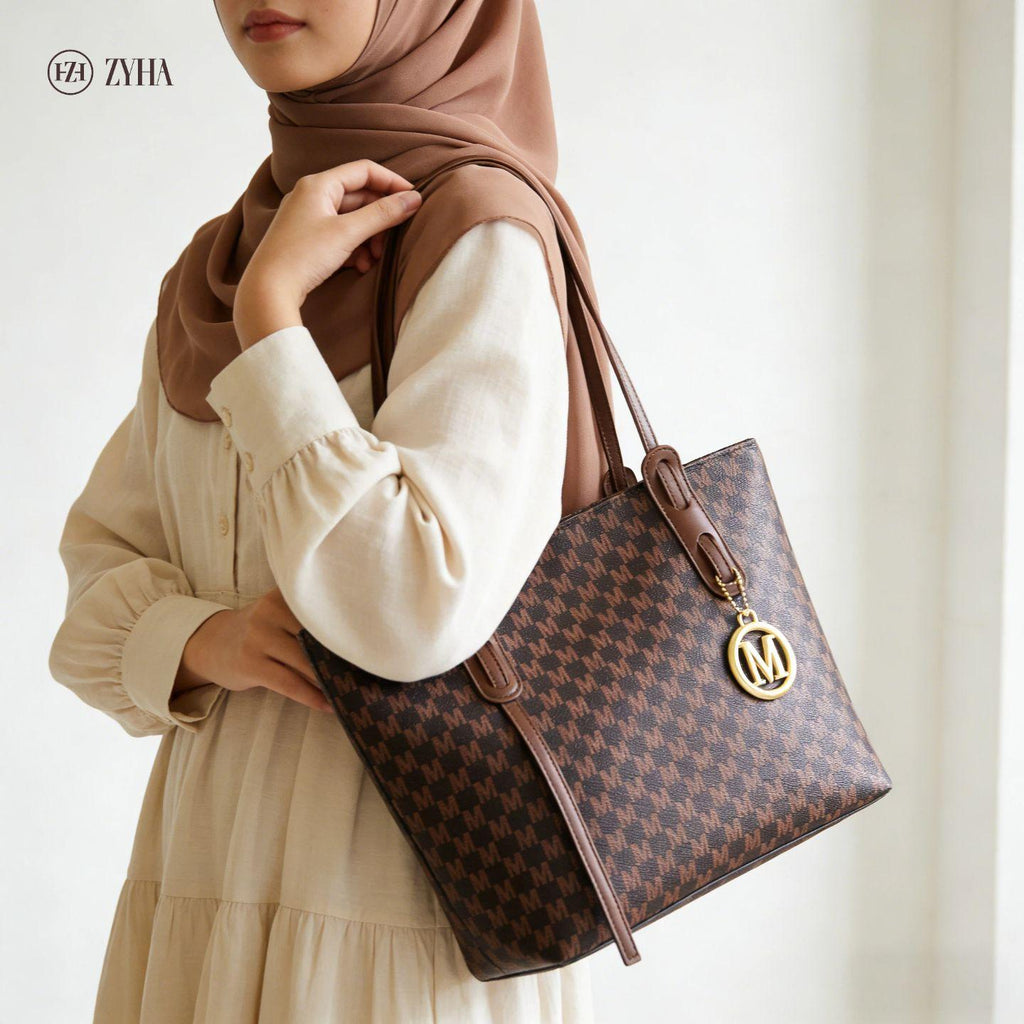 192-(LUNA) Totebag gaya mewah berkualiti Material kulit Style untuk harian Wanita