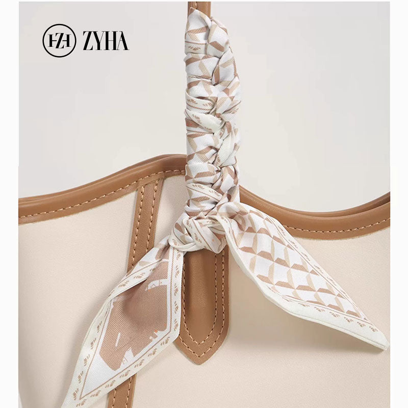 105 - ZYHA Leather Totebag with Satin Ribbon