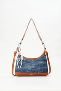 180 - ZYHA Denim Cute Korean Style Handbag with Pearl Keychain