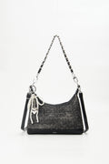 180 - ZYHA Denim Cute Korean Style Handbag with Pearl Keychain