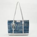 175 - ZYHA Denim Korean Style Tote Bag with Pearl Keychain