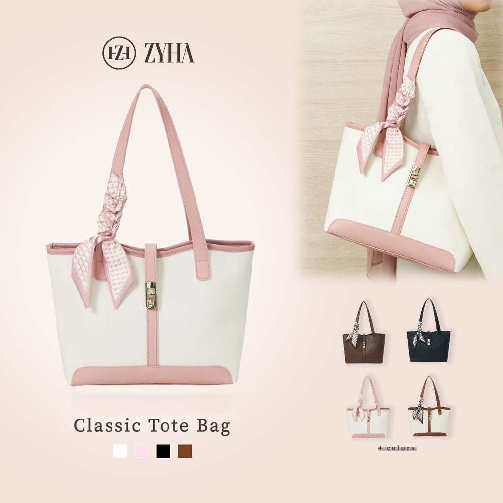 193-(LARA) Totebag Kulit dengan Reben Satin kapasiti besar jenis kulit tahan lasak