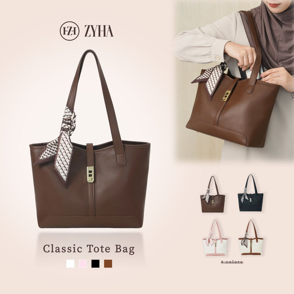 193-(LARA) Totebag Kulit dengan Reben Satin kapasiti besar jenis kulit tahan lasak