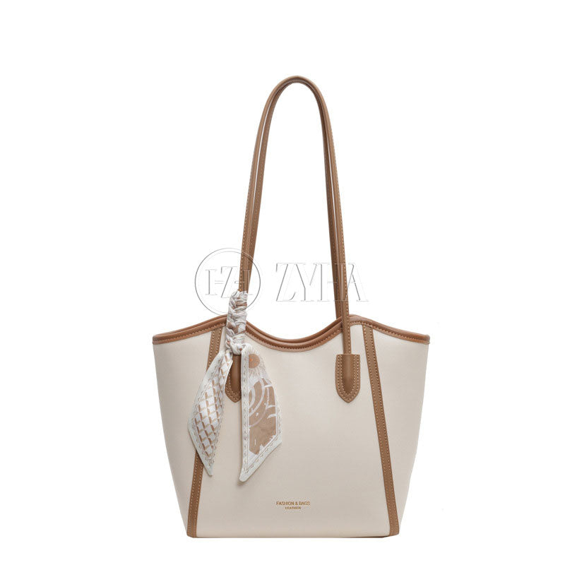 105 - ZYHA Leather Totebag with Satin Ribbon