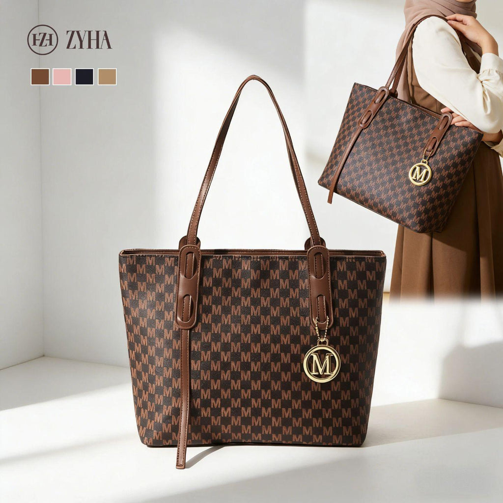 192-(LUNA) Totebag gaya mewah berkualiti Material kulit Style untuk harian Wanita